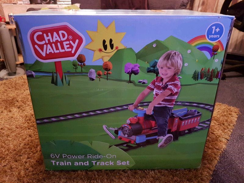 chad valley powered ride on train and track set